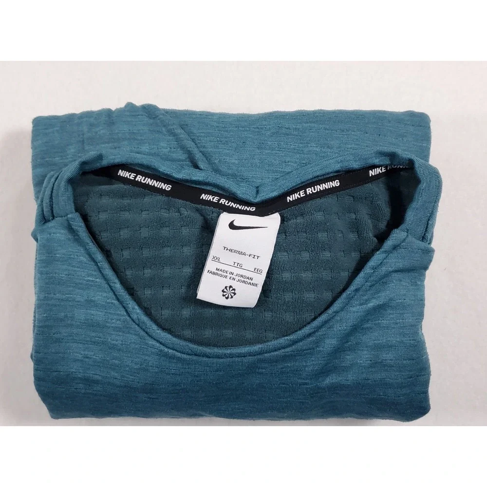 Nike Running Therma-FIT Mens XXL Blue Long Sleeve Performance Training Shirt